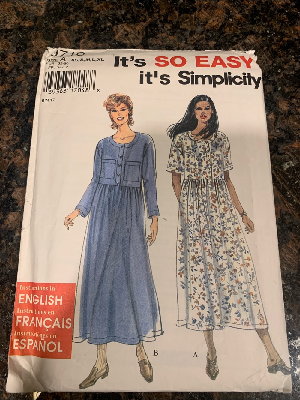 Simplicity Women's Maxi Dress Pattern - Blue & Floral Vintage..Factory Fold